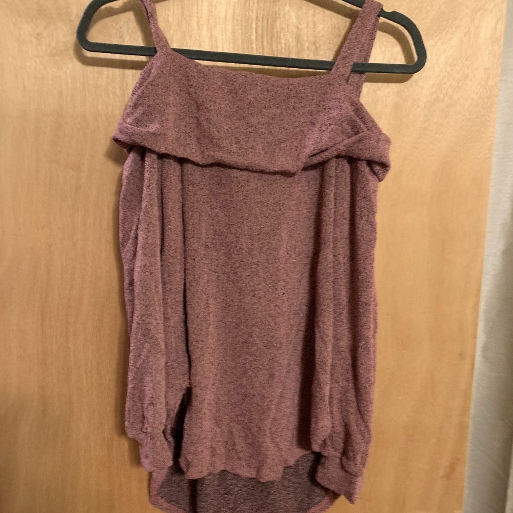 Lavender Field Rose Cold Shoulder Sweater, Size M